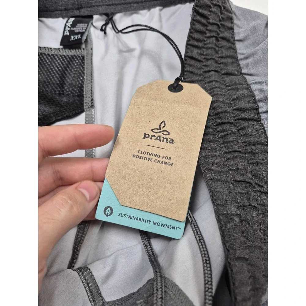 PrAna Slope Short Mens 2XL Gray 7 Inseam Ashy Kai Stripe Athletic Running Gym